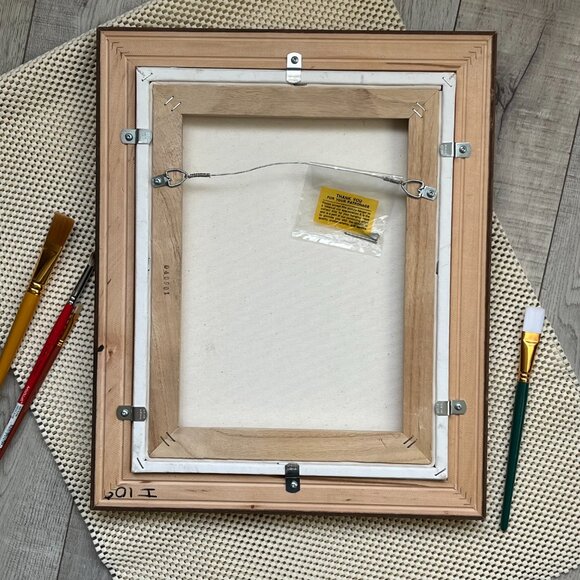 Hand Painted Oil Painting Framed Forest Autumn Fall Landscape Hut Signed 17x13" - Picture 10 of 14